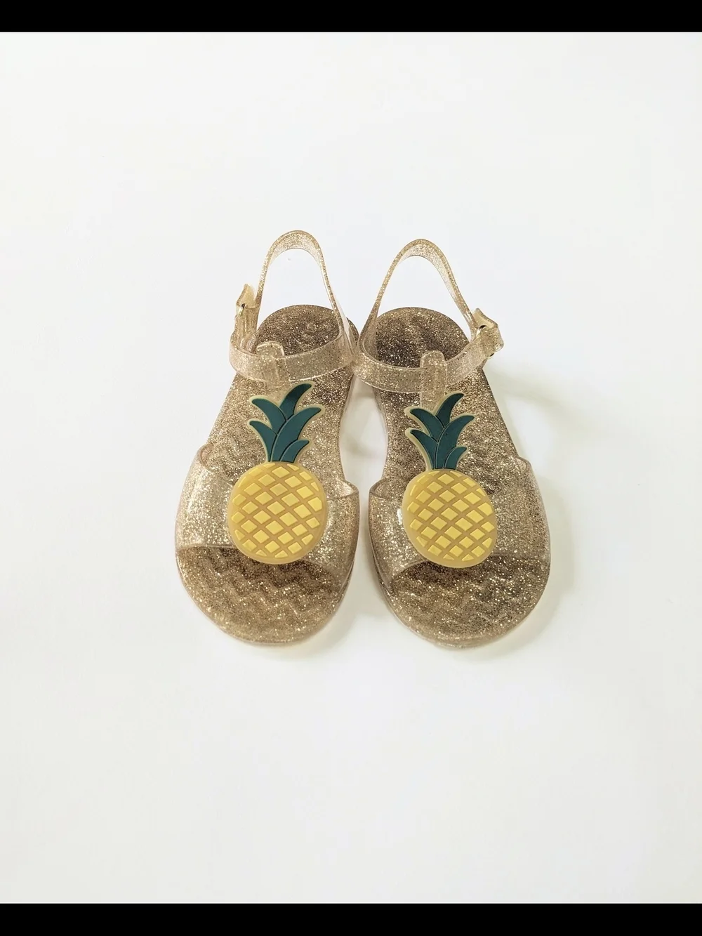 ⚡Old Navy Girls' Gold Glitter Jelly Sandals with Pineapple Accent